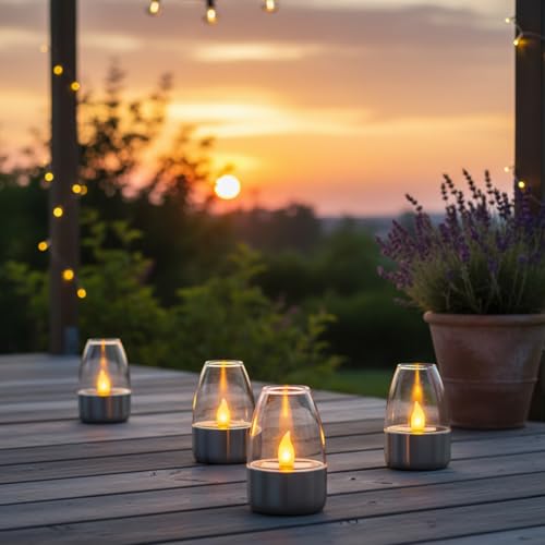Luces solares de jardín tipo velas impermeables para decoración exterior 5