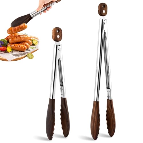Wooden Cooking Tongs Set for BBQ and Salad