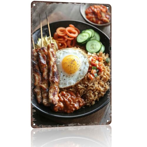 Nasi Goreng Indonesian Fried Rice Satay Meal Metal Sign 8 x 12 Inch