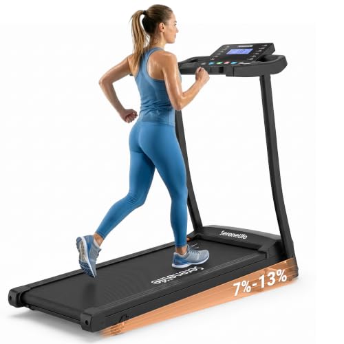 Image of SereneLife Treadmill with Incline & Handle Bars | Compact Portable Walking Pad & Treadmill for Home /Apartment | Wide Running Belt 40 inch x 16 inch | Includes Workout Trainer Program with Bluetooth App
