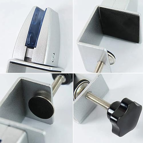 Image of 2Pcs Aluminum Adjustable C-Clamp Dual Direction Support Bracket for Tabletop and Desk Partition (Silver)