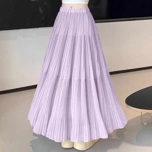 Elegant Maxi Skirts for Women 2025 Ruffle Long Flowy Swing Chiffon Elastic Waist Tiered A Line Skirt Loose Fit3