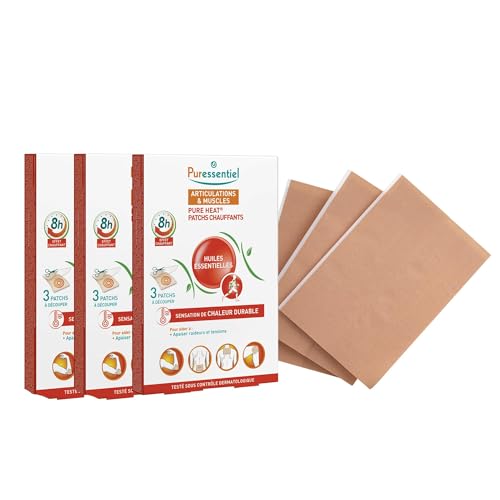 Puressentiel - Articulation et muscles - Patchs Chauffants aux 14 Huiles Essentielles - Effet Chauffant Naturel pendant 8 heures - Apaise tensions et raideurs - Lot de 3x3 patchs