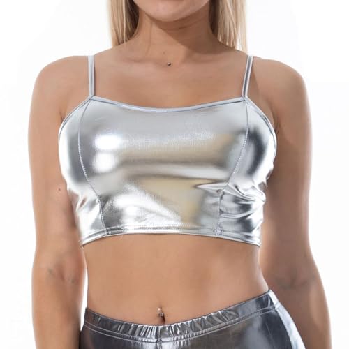 AIEOE Crop Top for Dance Clubs – Silver AIEOE Crop Top for Dance Clubs – Silver