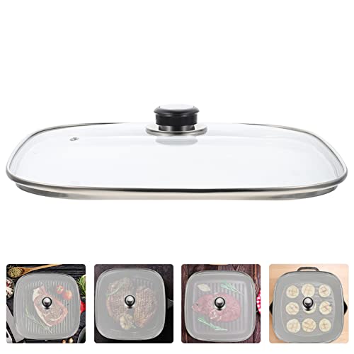 Square Glass Pot Lid Replacement With Handle Stainless Steel Anti Oil Splashing Cooking Lid Cover Thicken Cooking Lid Cover For Saute Pan Pots Pans Skillets B #TOP7