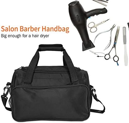 Zetiling Hairdressing Bag, Large Capacity Salon Handbag, Portable Hair Stylist Organizer, Hair Tools Bag with Scissors Holder, Makeup Cosmetics Tools Travel Bag, Black, 1.0 Count