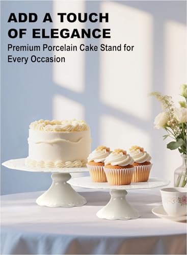 12" White Cake Stand for 10" Cake, Porcelain Cake Plate, Cake Pedestal Stand, Round Dessert Stand, Wedding Cake Stand for Party, Birthday, Baby Shower, Christmas, Home Decorating Cake Display Stand - Image 7