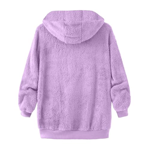 Girls Fuzzy Fleece Jacket 2025 Trendy Zip Up Coat Kids Sherpa Warm Hoodie Fall Winter Fleece Sweatshirt for 5-14 Years3