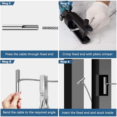 Image of 12 Pack 1 /8 inch Invisible Cable Railing Kit Terminal Toggle Anchor Angle, T316 Stainless Steel Adjustable Cable Railing Hardware Invisible Tensioner for Metal Railing Corner Post and Wall Post