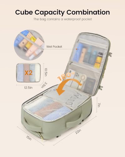 Image of LOVEVOOK Rolling Backpack for Women, 40L Carry On with Wheels, 15.6''