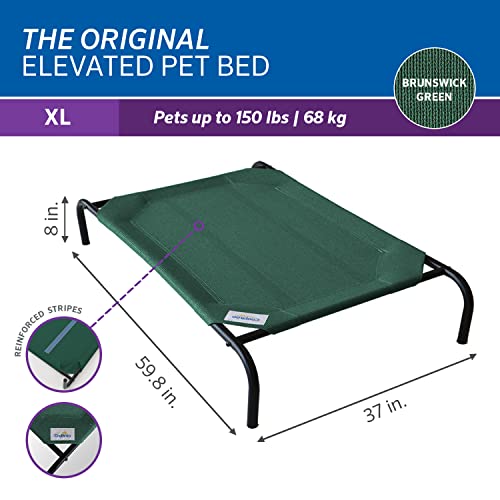 Image of Coolaroo Original Elevated Dog Bed - Breathable Off-The-Ground Pet Bed with Cooling Fabric, Joint Relief & Moisture-Resistant Fabric, 100% Recyclable, Easy Clean, Brunswick Green, Extra Large