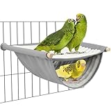 BWOGUE Winter Warm Bird Nest Bed Hanging Hammock Snuggle Hut Parrot House Tent Toy Bird Cage Perch for Parakeet Budgies Cockatiels Lovebird Cockatoo Finch Hamster Chinchilla Guinea Pig(Large, Grey)