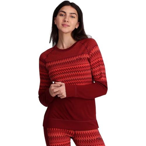 Kari Traa Silja Damen-Unterziehshirt, langärmelig, 100 % Merinowolle, gestrickt, enganliegend, Thermo-Shirt, rot, X-Klein