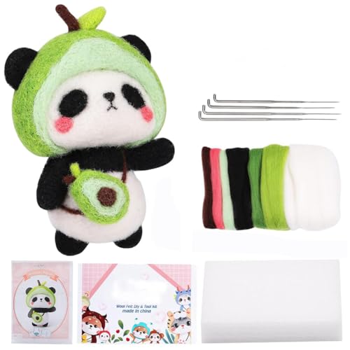 Image of PATPAT� Needle Felting Kit,Needle Felting Kit for Beginners,Wool Needle Felting Beginner Kits with Colorful Wool,Felting Needles,Instructions,for Adults Beginner Supplies DIY (Avocado Panda)