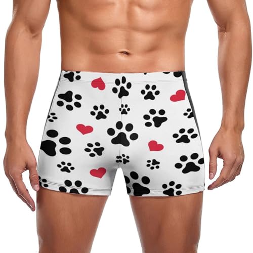 Boxer de bain homme noir empreintes maillot natation swimming trunks