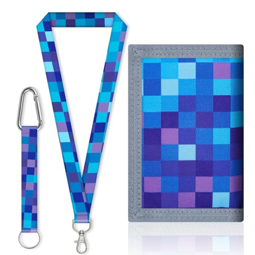 Teegxddy 1psc Cartera Pixel Cartera infantil para videojuegos Cartera para Niños Monedero Niño Niñas,para Niños Regalos de Cumpleaños(Incluye cordón) (A)