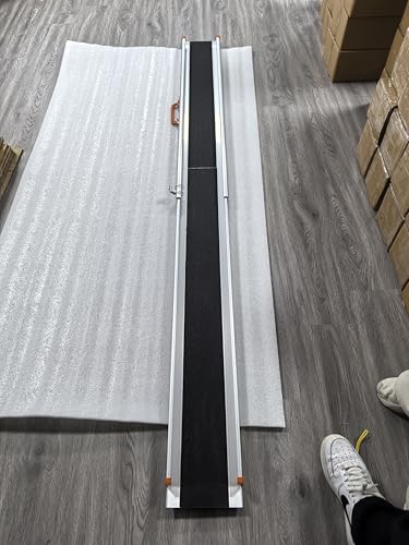 Rampa telescópica ajustable 4.5ft-8ft para van, MPV, camioneta y caravan, portátil para silla de ruedas, capacidad 800 lbs, 2 piezas miniatura 2