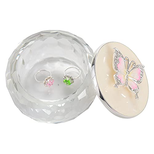 LASODY Butterfly Jewelry Storage Box for Rings Earrings Necklace Treasure Chest Organizer Jewelry Keepsake Gift Box Case for Girl Women (Butterfly w/Big Crystal box, Silver Plate) - Image 4