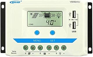 EPEVER 60A Solar Charge Controller 12V/24V Auto- Solar Charge Regulator Max 50V Input with LCD Display Dual USB Output - for Sealed(Default) / Gel/Flooded