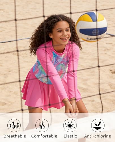 Image of Idgreatim Girls Swimsuit Rash Guard Set Long Sleeve Two Piece Bathing Suit 3-10 Years