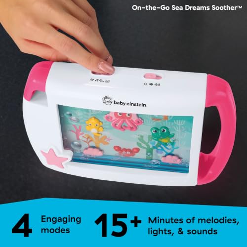 Image of Baby Einstein 2-in-1 Sea Dreams Soother On-the-Go Gift Set, Musical Crib Toy Sound Machine and Portable Aquarium Toy, Ages Newborn and Up, Pink