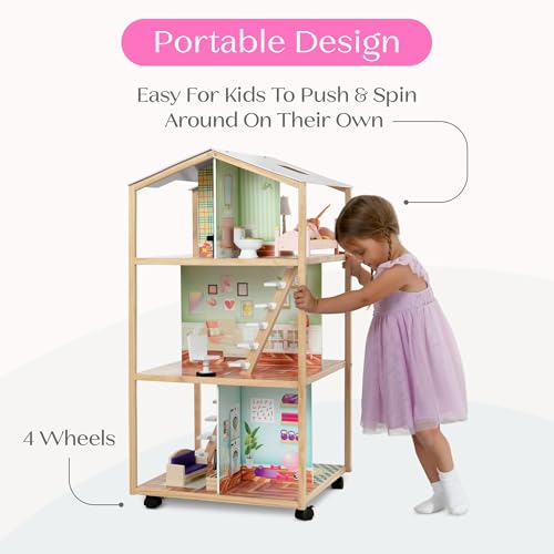 Delta Children Moveable Mansion Dollhouse - 360-Degree Play Dollhouse with Wheeled Base - Includes 16 Accessories - Fits 12-inch Dolls - Pretend Play Dream Gift for Ages 3+ - image 3