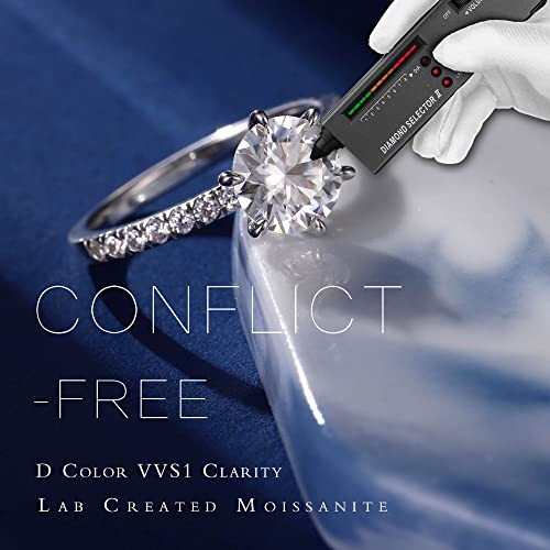 Moosea 1.5Ct Moissanite Rings For Women, D Color Vvs1 Clarity Excellent Cut Lab Created Diamond Rings 14K White Gold Vermeil 6 Claw Moissanite Engagement Rings For Women Jewelry Gifts #TOP2