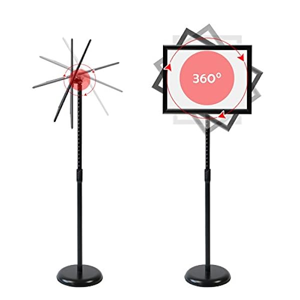 KLEVID Zware voetstuk Poster Sign Stand, verstelbare aluminium Snap Open Frame Houder voor 11 x 17 Inches Graphics, zowel verticale als horizontale weergave, zwart