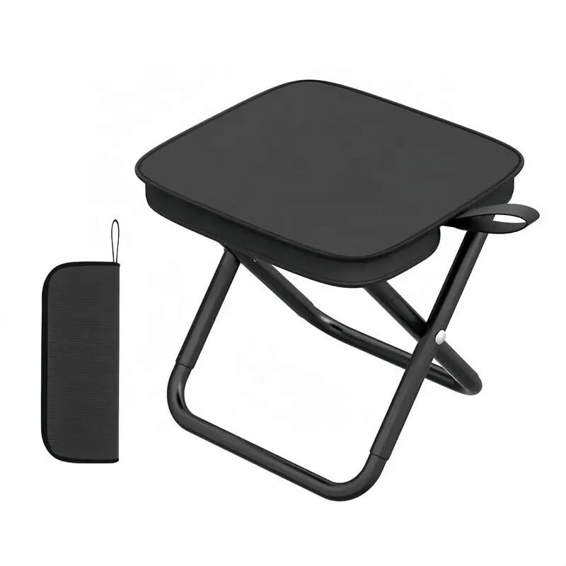 BLURISM Camping Stool, Folding Stool, Aluminium Tent Pole Structure, Foldable Stool for Outdoor and Indoor, Mini Camping Chair, Fishing Stool, Collapsible Portable Chair for Outdoor (Black)-image-27
