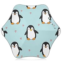 Cute Penguin Blue Kids Sun and Rain Umbrella with Rounded Corner Waterproof Umbrella