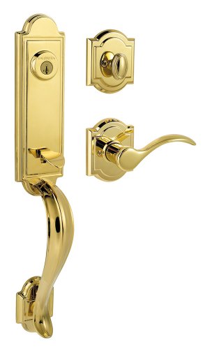 Baldwin Prestige Avendale Single Cylinder Handleset with Tobin Lever featuring SmartKey® in Lifetime Polished Brass