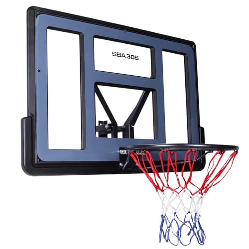 Hubxinly 43.31x29.53in Adjustable Basketball Hoop Wall-Mount PET Backboard Basketball Goal with All-Weather Net Fits for All Basketballs Systems Indoor Outdoor