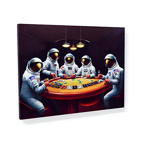 Impression sur toile Astronaute Poker Chess 2 - Décoration murale - Grande affiche - 101,6 x 76,2 cm/1,9 cm | Sense Canvas