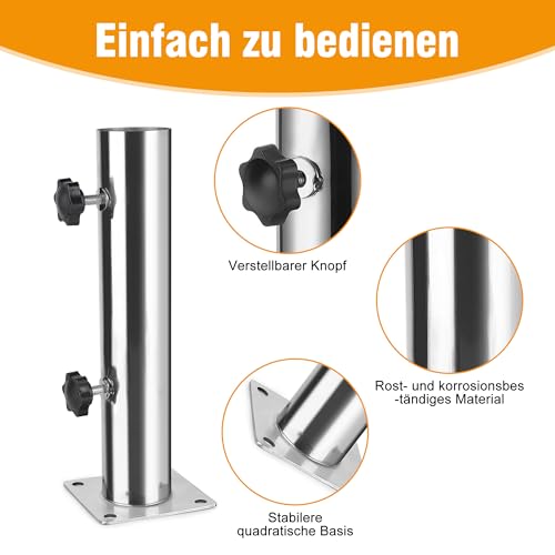 Soporte universal para sombrilla ajustable terraza pie de acero inoxidable para placa de cemento 7