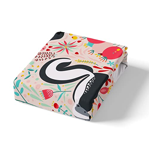 Cartoon Skunks Comforter Cover Full For Kids Boys Girls Youth,Cute Skunk Animals Bedding Set Rustic Botanical Garden Flowers Duvet Cover Colorful Blooms Florals Plants Bedspread Cover,Breathable #TOP3