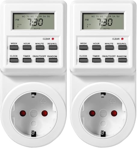 Vinabo Temporizador Enchufe Digital Programable, Toma programable de Ciclo Alternativo y repetitivo, Temporizador de Cuenta Regresiva, Toma Temporizador programable con LCD, Ahorro de Electricidad