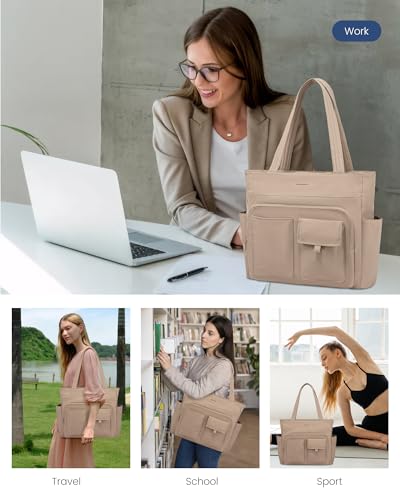 LOVEVOOK Lightweight Multi-Pocket Laptop Tote