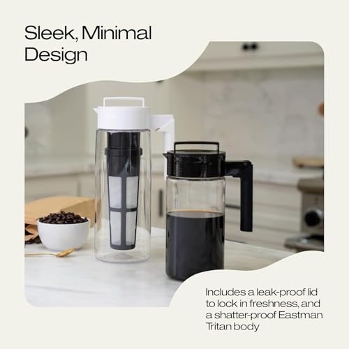 Image of Deluxe Cold Brew Iced Coffee Maker with Airtight Seal & Silicone Handle, 2-Quart, Black BPA-Free Dishwasher-Safe