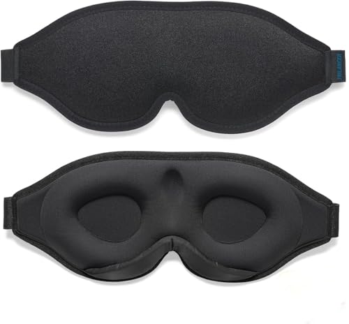 YIQFOCA睡眠用アイマスク、睡眠、昼寝、瞑想、旅行用3D 立体 軽量 目隠し2024年の革新的な男女兼用 (ブラック)