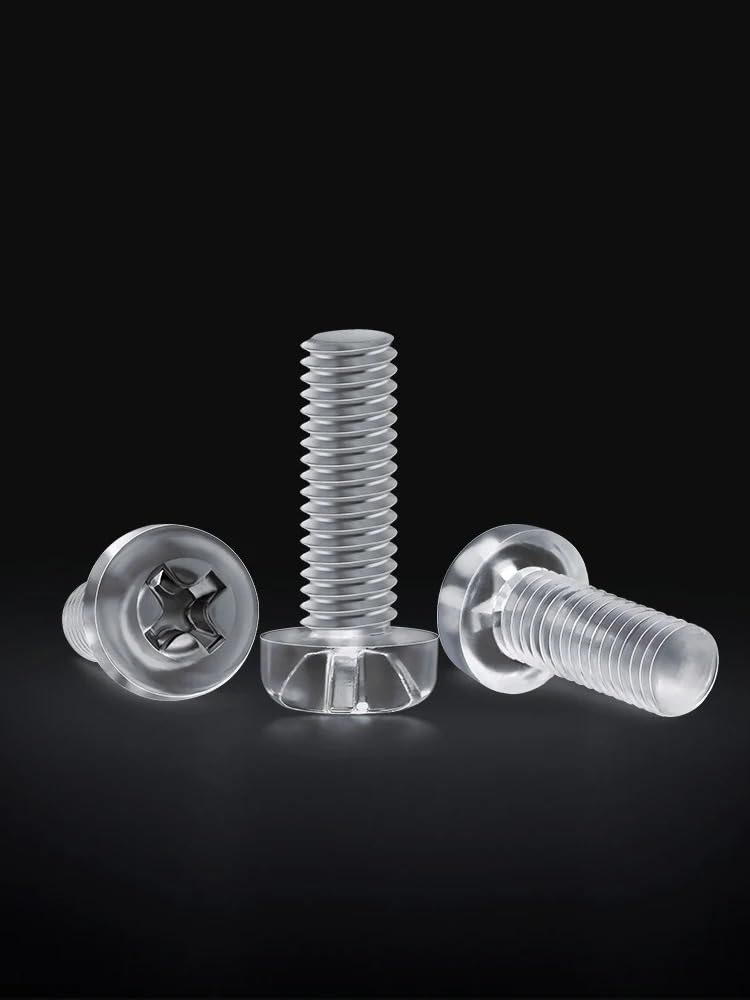 JINFEUGE 20Pcs Transparent Acrylic Round Head Nylon Screws M6/40Mm/M6-20Pcs