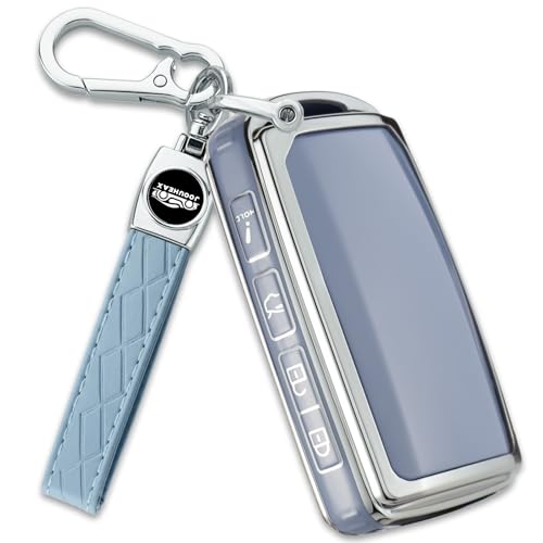 Joouheax for Maz-da Key Fob Cover with Key Chain, Soft TPU Full Protection Car Key Case Compatible with Maz-da 3/6 CX-5 CX-9 CX-50 CX-60 CX-70 2019-2025, Key fob Cover for WAZSKE11D0, Blue