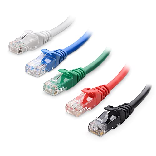 Cable Matters 10Gbps 5-Color Combo Snagless Cat 6 Ethernet Cable – 7ft, Cat 6 Cable, Cat6 Cord, Ethernet Cord, Multicolored (Black, Blue, White, Green, Red)