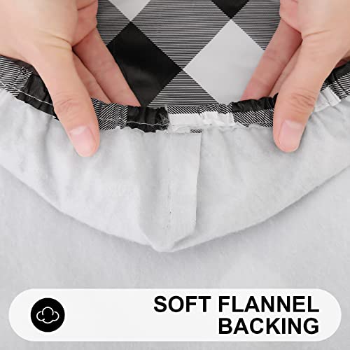 Smiry Rectangle Table Cloth Cover, Elastic Waterproof Fitted Vinyl Table Covers For 6 Ft Tables, Flannel Backed Buffalo Plaid Tablecloth For Picnic, Camping, Outdoor (Black And White, 30 X 72 Inches) #TOP4