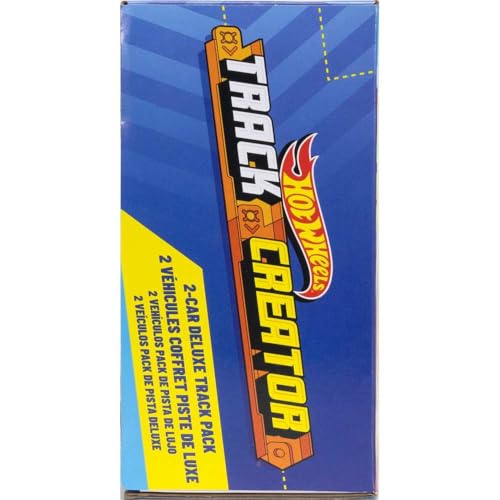 Image of Hot Wheels Track Creator 2-Car Deluxe Pack with 2 1:64 Scale Die-Cast Toy Vehicles, 25 Feet of Different Length Speed Snap Track & Connectors​​​​​