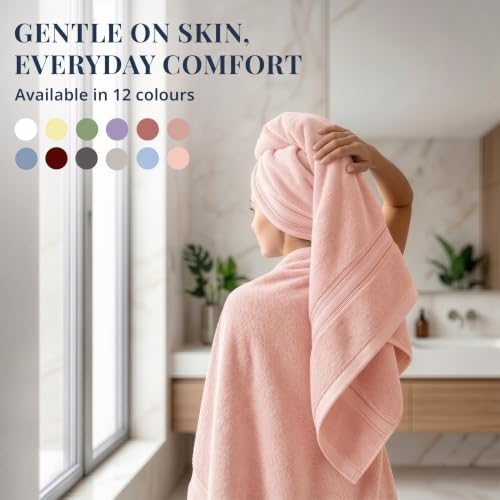 Image of LANE LINEN Luxury Bath Towels Set - 1 Piece, 100% Cotton Bathroom Towels, Zero Twist, Quick Dry Absorbent Bath Towel, Super Soft Gym Towel - Dusky Pink