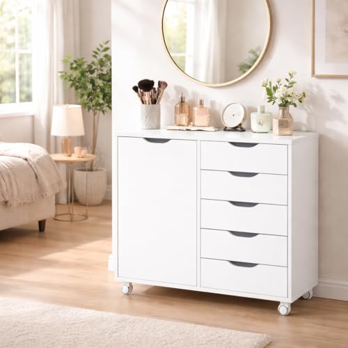 Naomi Home Makeup Storage Cabinet with Drawers on...
