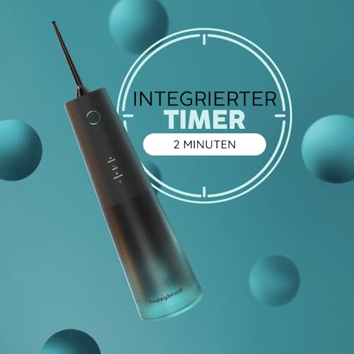 happybrush Munddusche Set Kabellos Elektrischer Zahnreiniger inkl. Refill 3 Wochen Power Akku 360° Rotierbaren Düsen I effektive Reinigung der Zahnzwischenräume, Water Flosser Black/Mint – Bild 8