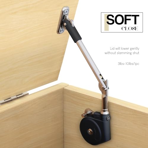 MORINBO Lid Stay 105 Degree Open with Soft Close, Lid Support for Toy Box and Upward Top-Opening Flap Doors, Easy to Install (Pack of 1) - Image 3