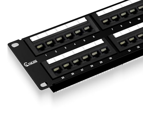 NewYorkCables, Cat6 Patch Panel 48 Port | RJ45 Punch Down Keystone Jacks Rackmount | Standard Heavy-Duty Panel with 2 Bars, Cable Ties, Screws | Ethernet Network |19 Inch,2u |, Horizontal