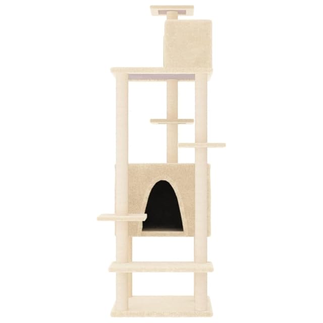 Foto 5 de 7 de vidaXL Rascador para Gatos con Postes de sisal Crema 154 cm
